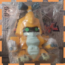 An avatar image containing a chibi Metabee figure with a grainy filter and a dashed border.