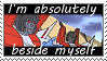 Starscream standing by an animation error clone of him with text that reads: I'm absolutely beside myself.